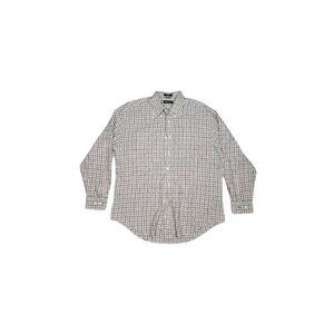 Nautica Men's Red White Black Checkered Long Sleeve Button Down Shirt - Size L